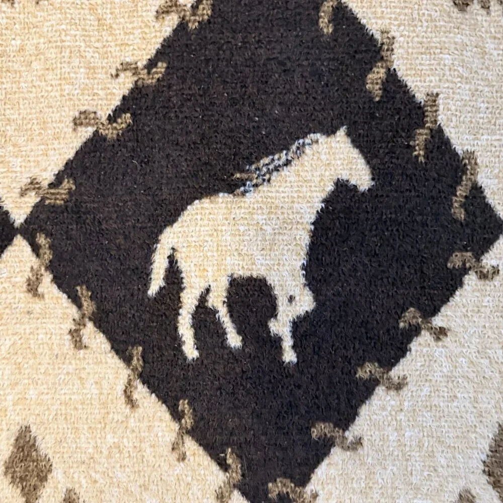 Vintage San Marcos Reversible Animal Throw Blanket Browns 56X80 Moose Bear Horse